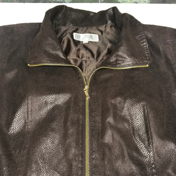 JM Collection size 14 jacket zip front Chocolate - Picture 2 of 6